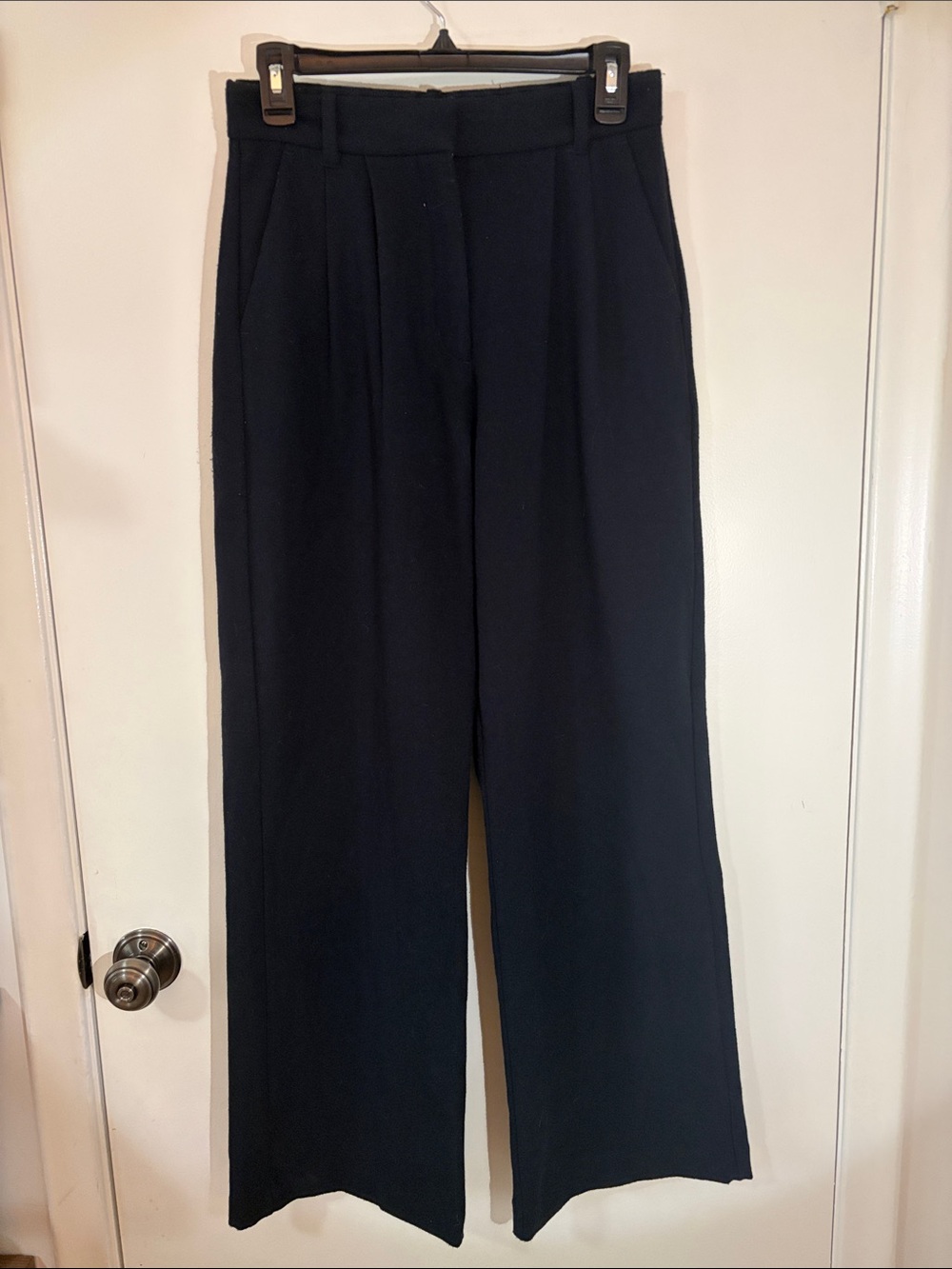 Abercrombie Wool-Mix High-Waist Wide Leg Trousers - Black